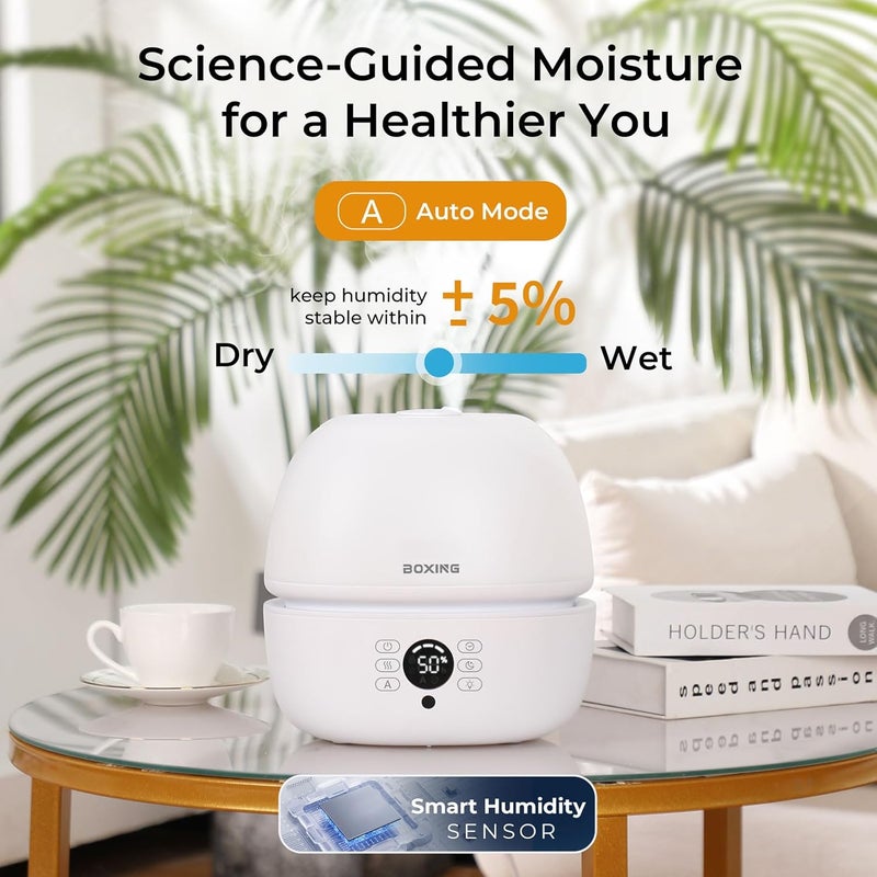 Boxing Top Fill Humidifiers for Bedroom Baby with Humidistat, 20dB Quiet Air Humidifier for Large Room & Indoor Plants with Remote, Cool Mist Diffuser for Home, 7 Color Light, Essential Oil Tray,Timer - Image 2